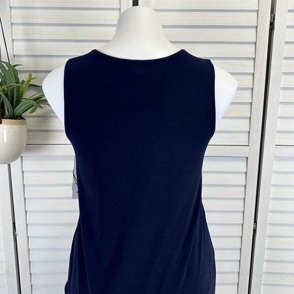 New Last Tango Sleeveless Pointed Hem Tunic Top Navy‎ Blue Asymmetric Hem Size S - Picture 6 of 9